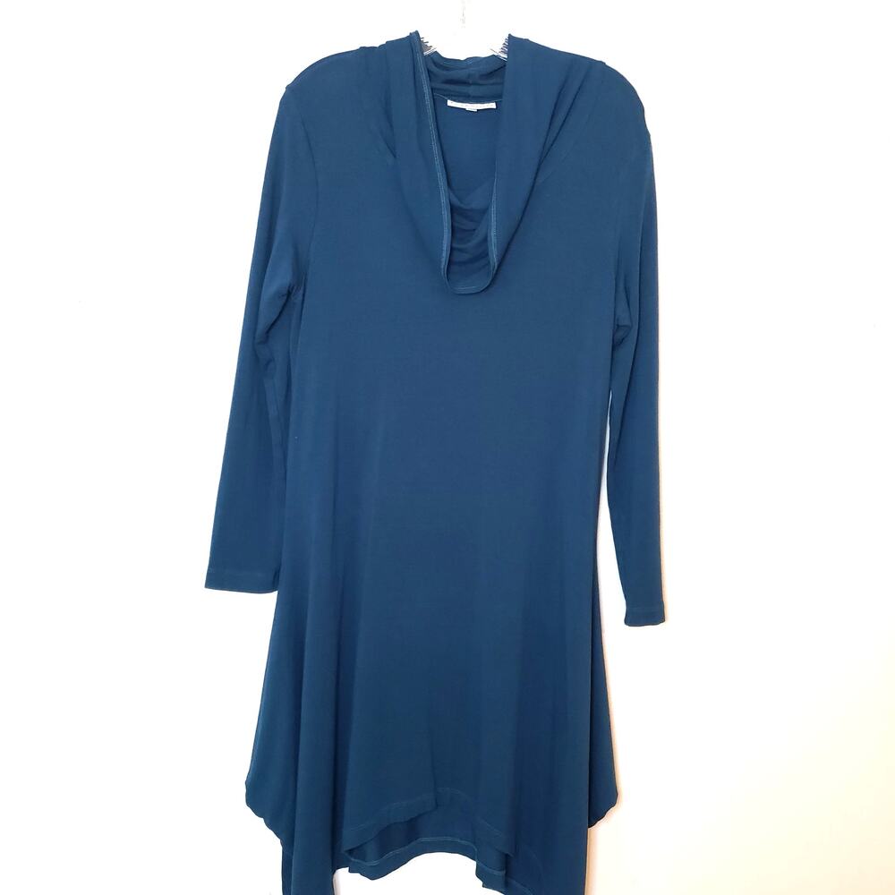 Bryn Walker Asymmetrical Hem Ling Sleeve Turtleneck Dark Teal XS
